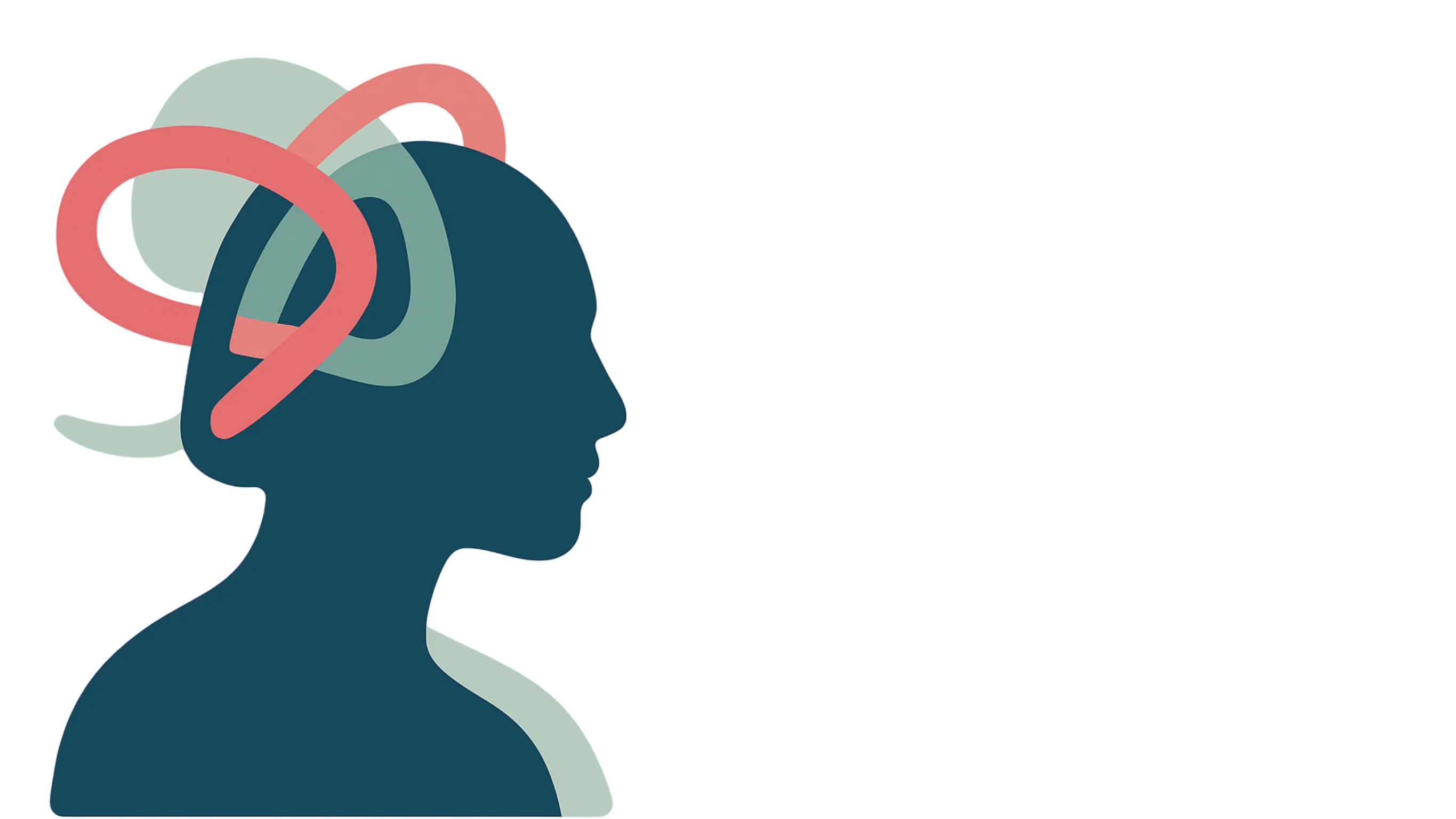 Silhouette d'un visage d'homme, vue de profil avec des dessins abstraits au dessus de la tête