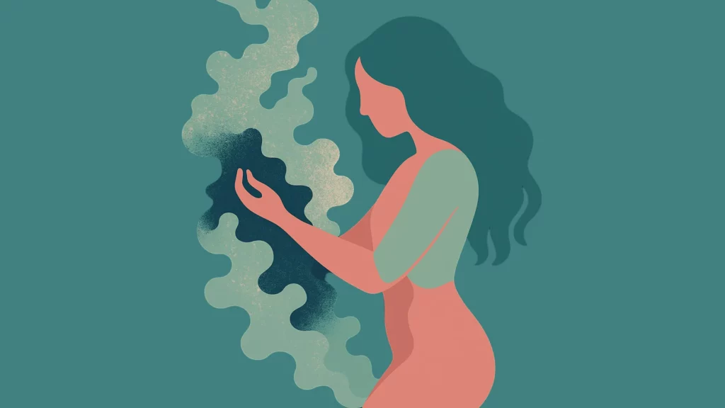 Une femme tient de la fumée dans ses bras