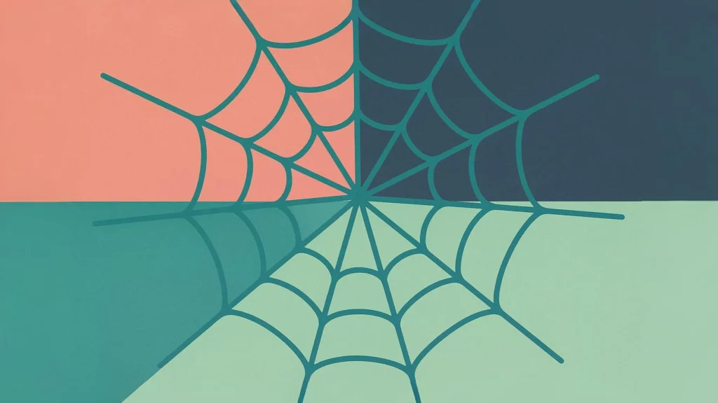 Une grande toile d’araignée sur fond coloré