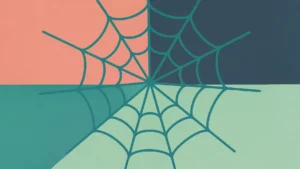 Une grande toile d’araignée sur fond coloré